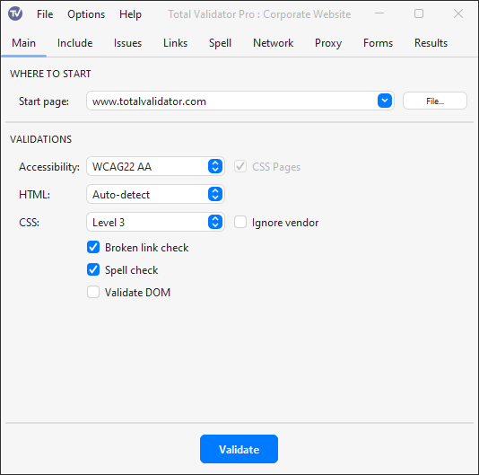 Main Options in macOS theme